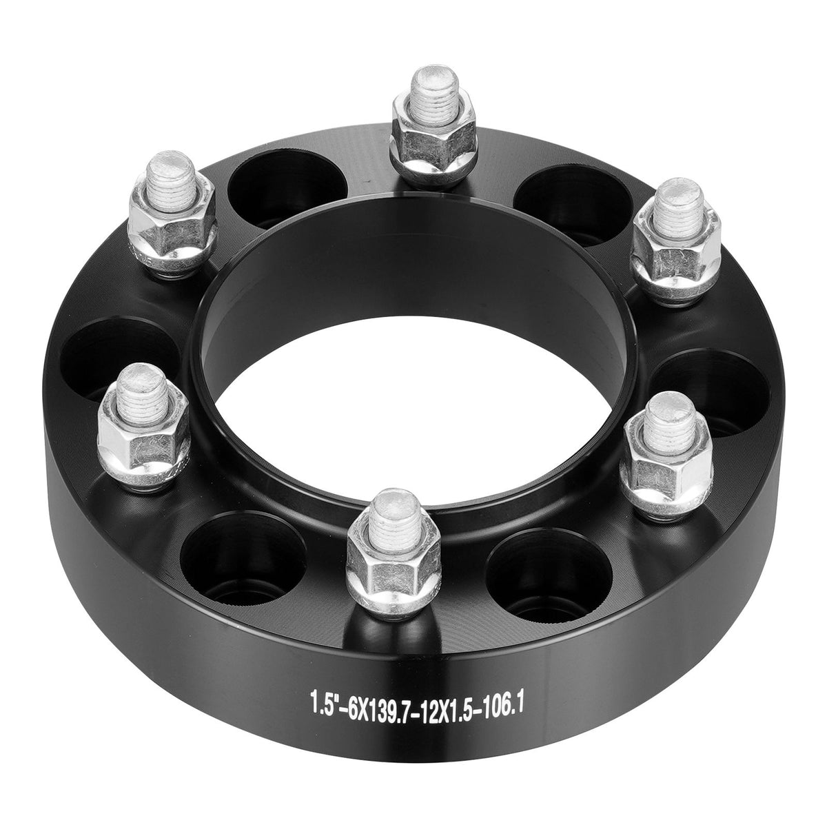 1.5 Inch 6x5.5 Wheel Spacers 4 PCS Forged Aluminium 6 Lug M12x1.5 Adapters Black