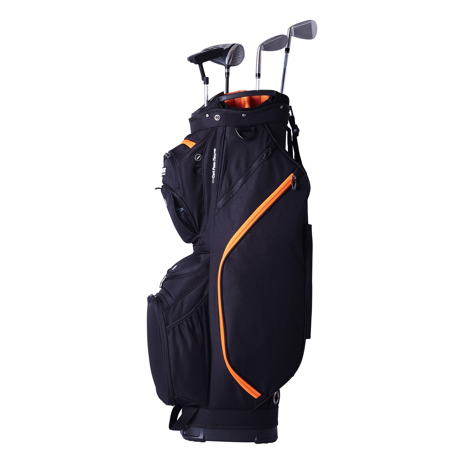 Golf Cart Bag with 14 Way Organizer Divider Top, 36” 13 Pockets Premium Cart Bag, Durable 600D Polyester Fabric Golf Bags with Handles & Dust Cover & Detachable Straps for Men & Women, Black & Orange