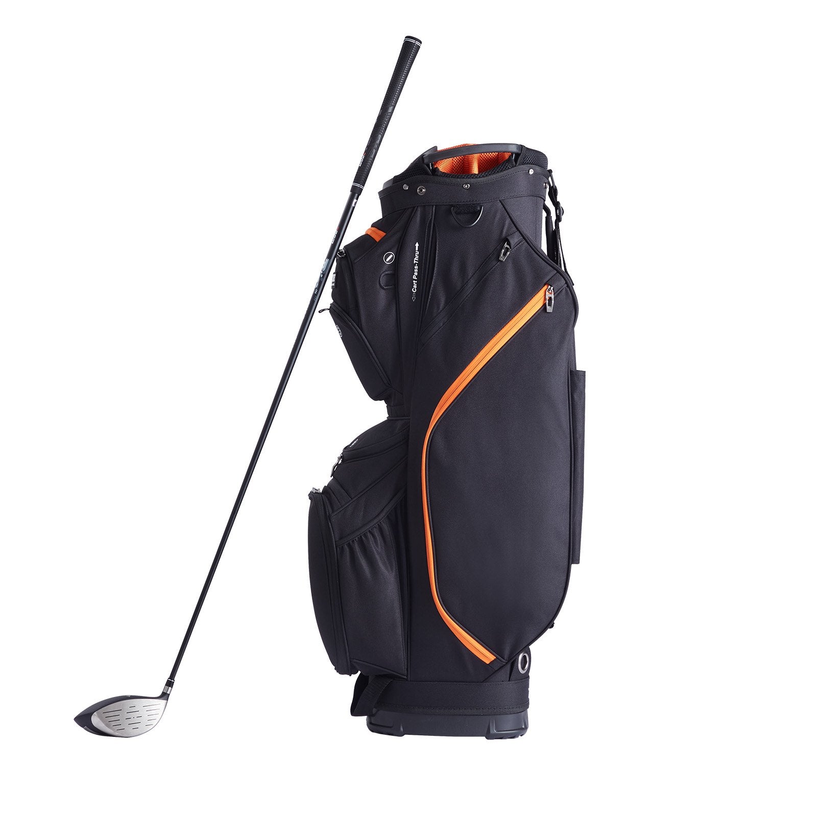 Golf Cart Bag with 14 Way Organizer Divider Top, 36” 13 Pockets Premium Cart Bag, Durable 600D Polyester Fabric Golf Bags with Handles & Dust Cover & Detachable Straps for Men & Women, Black & Orange