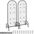 2 Pack Grid Wall Panels with Wheels & 20 Hooks Display Rack 600x1640mm