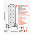 2 Pack Grid Wall Panels with Wheels & 20 Hooks Display Rack 600x1640mm