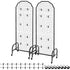 2 Packs Grid Wall Panels, 600 x 1640mm Wire Grid Panels Display Rack, Movable Art Display Shelf with Wheels and 20 Hooks, Black Carbon Steel Gridwall for Craft Show, Decor, Storage, Notice Board