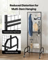 Grid Wall Panel, 600 x 1640 mm Wire Grid Panels Display Rack, Movable Art Display Shelf with Wheels and 10 Hooks, Black Carbon Steel Gridwall for Craft Show, Decoration, Storage, Notice Board