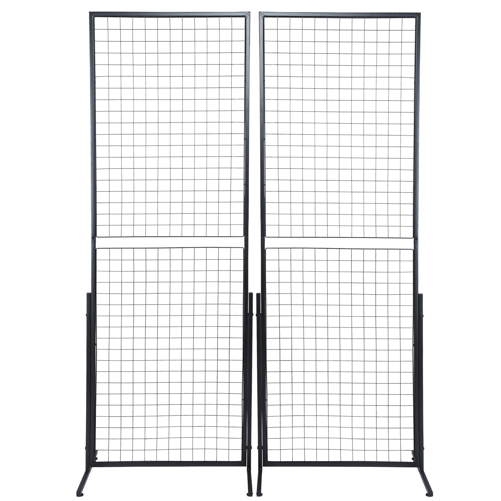 2 Pack Grid Wall Display Panels 2x5.6FT Wire Gridwall Display Rack with Hooks