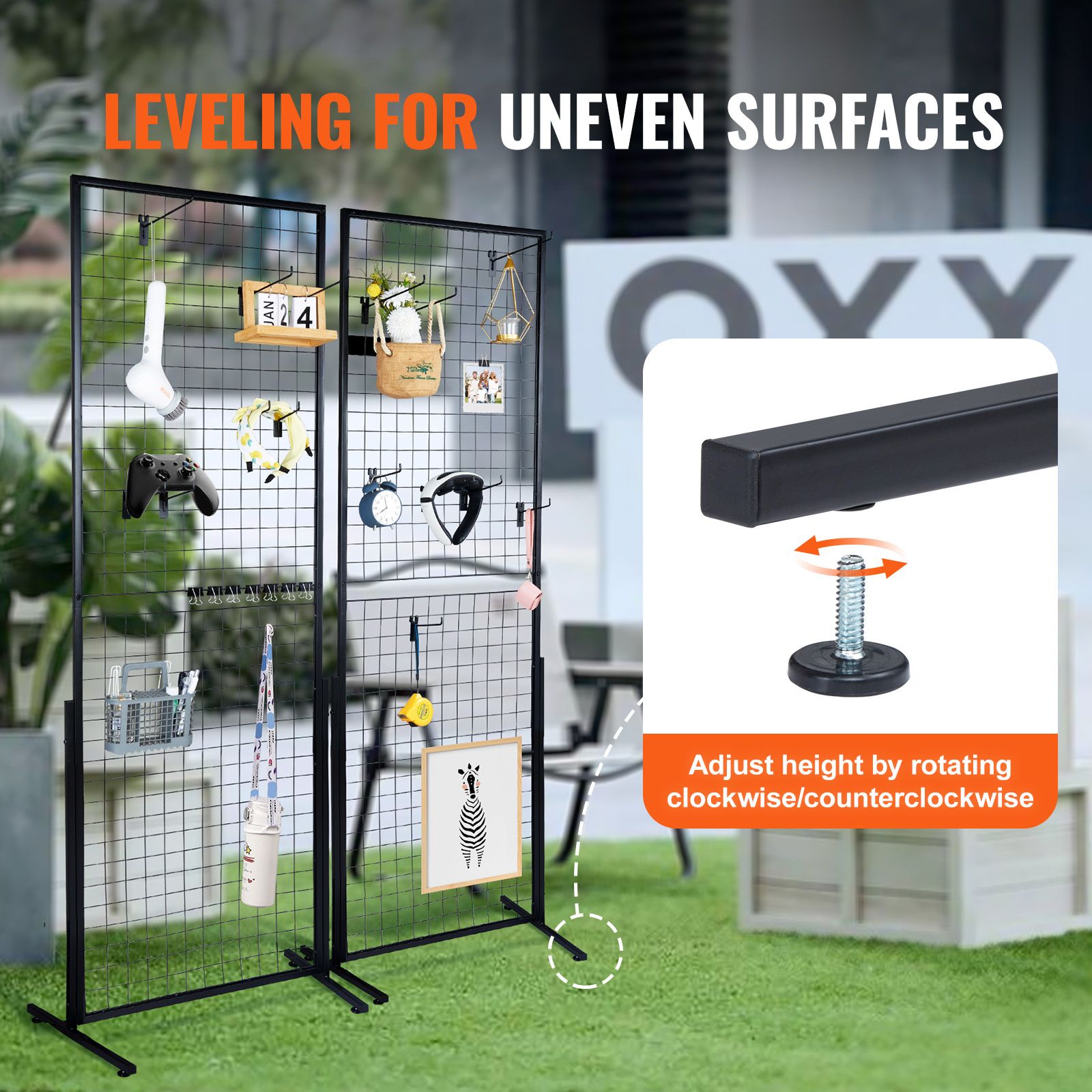 2 Pack Grid Wall Display Panels 2x5.6FT Wire Gridwall Display Rack with Hooks