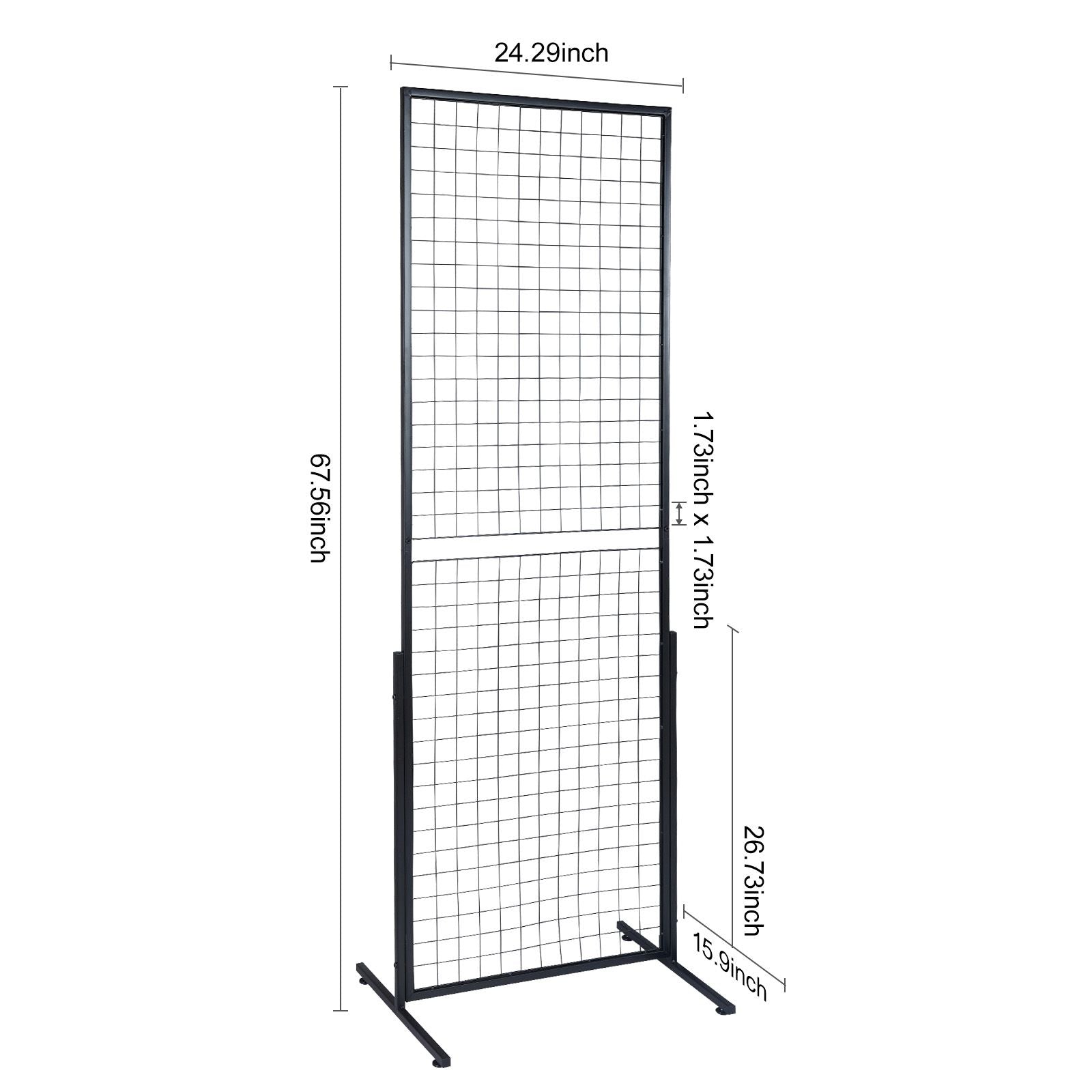 2 Pack Grid Wall Display Panels 2x5.6FT Wire Gridwall Display Rack with Hooks