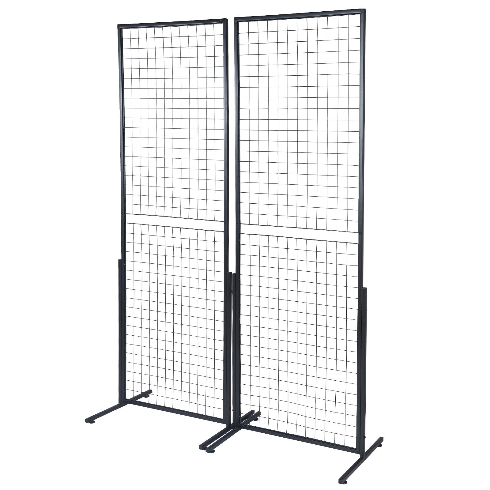2 Pack Grid Wall Display Panels 2x5.6FT Wire Gridwall Display Rack with Hooks