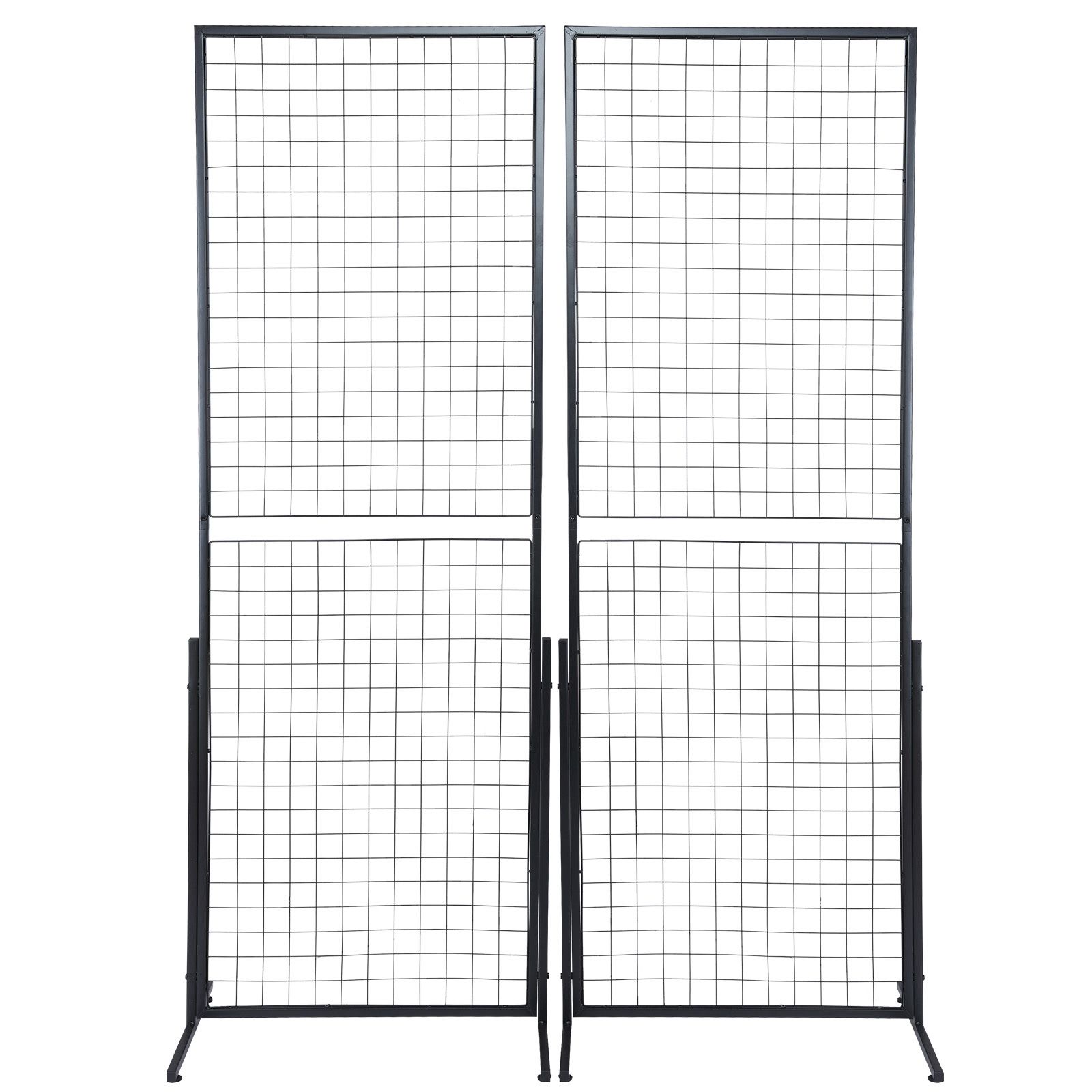 2 Pack Grid Wall Display Panels 2x5.6FT Wire Gridwall Display Rack with Hooks