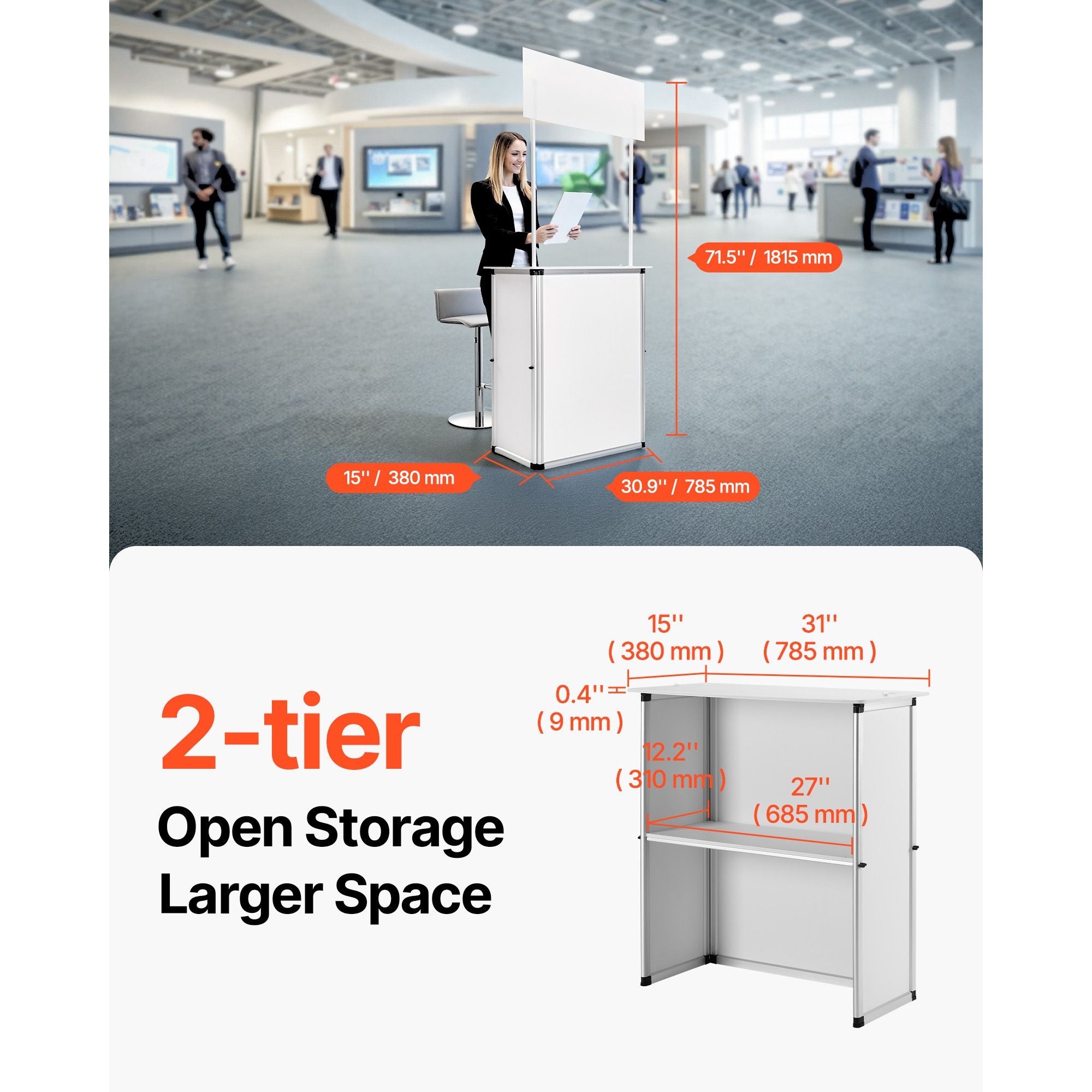 Portable Tradeshow Podium Counter Foldable Display Booth Stand Table