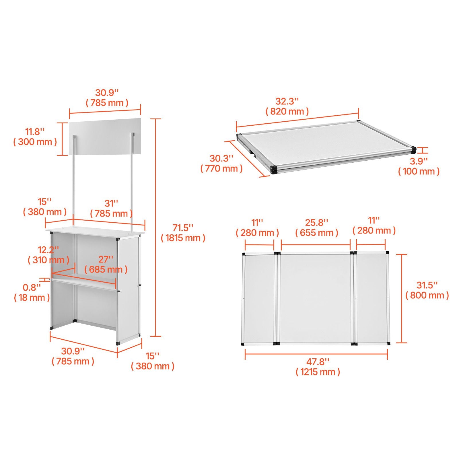 Portable Tradeshow Podium Counter Foldable Display Booth Stand Table