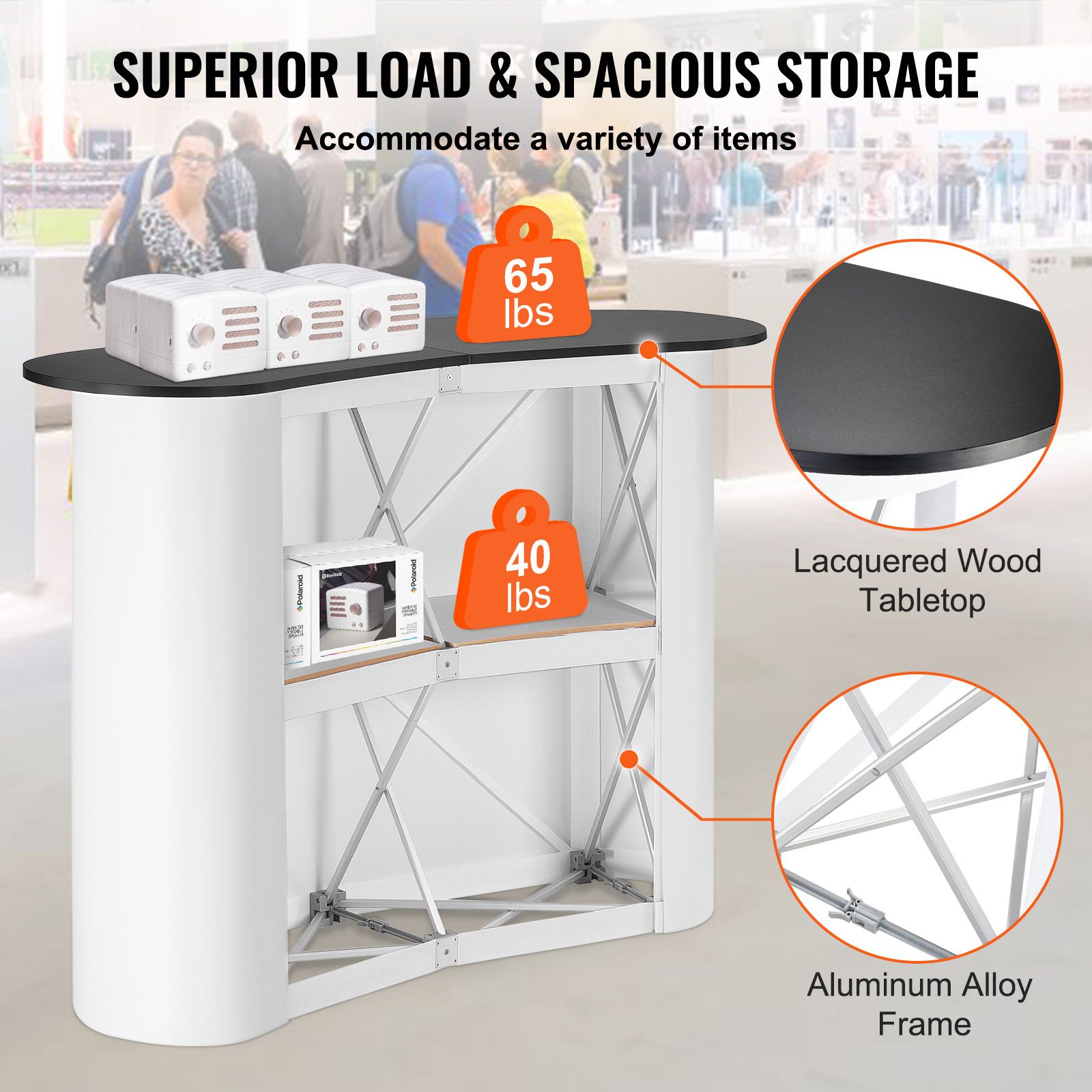 Portable Tradeshow Podium Counter Table Foldable Display Booth Stand
