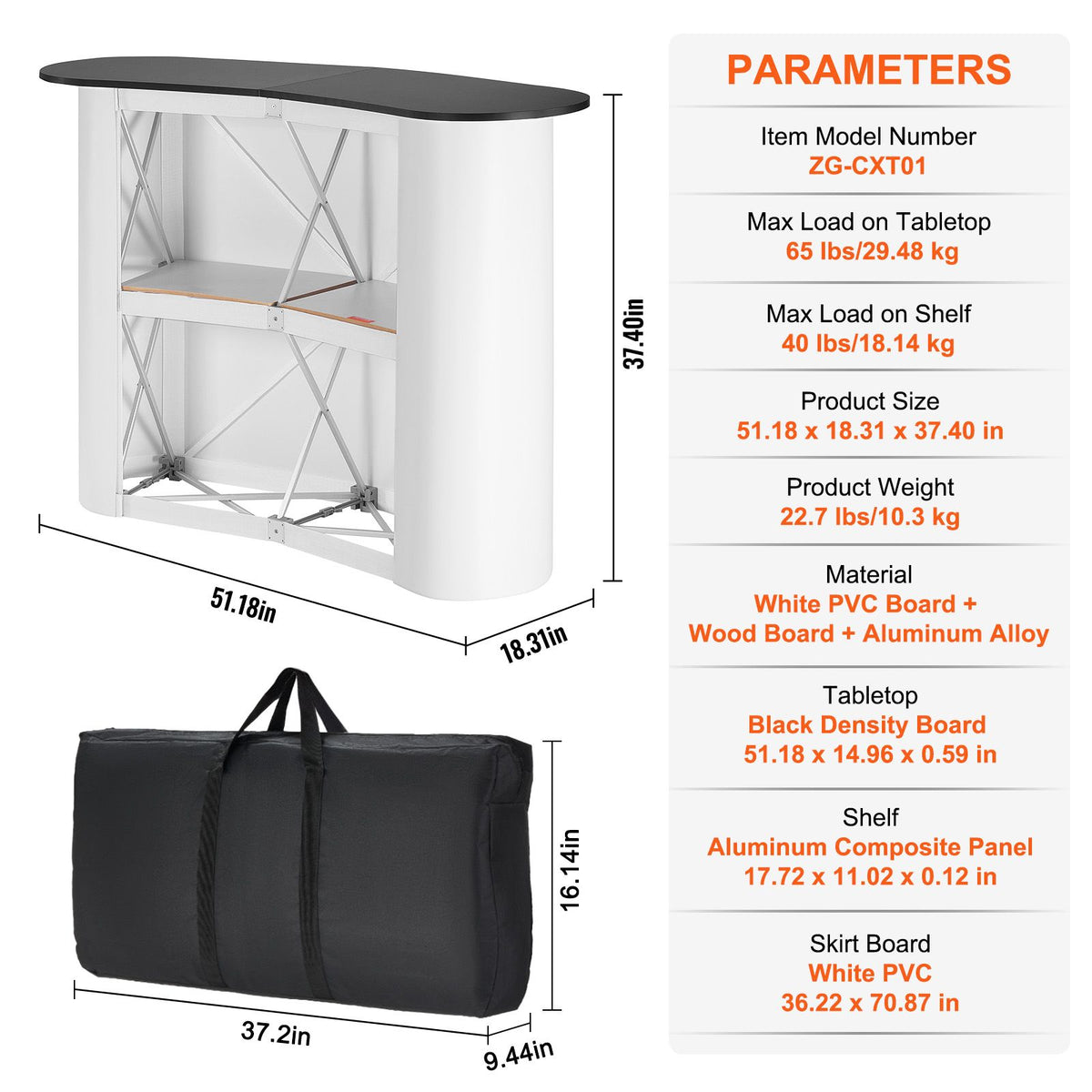 Portable Tradeshow Podium Counter Table Foldable Display Booth Stand
