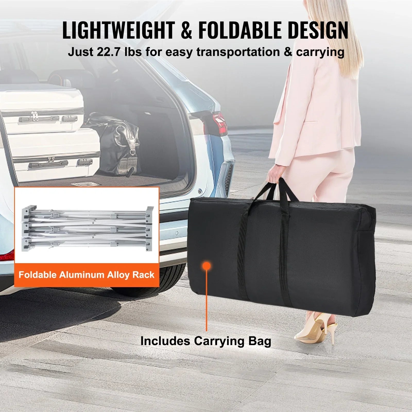 Portable Tradeshow Podium Table, 1300 x 465 x 950 mm, Display Exhibition Counter Stand Booth Fair with Wall, Foldable Promotion Retail Bar Table Pop Up Podium with Storage Rack, Carrying Bag