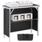 Folding Portable Bar Table, Tradeshow Podium Table for Indoor, Outdoor, Party, Picnic, Exhibition, Includes Carrying Case, Storage Shelf and Black Skirt, 38.39" x 15.16" x 34.25“