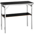 Folding Portable Bar Table, Tradeshow Podium Table for Indoor, Outdoor, Party, Picnic, Exhibition, Includes Carrying Case, Storage Shelf and Black Skirt, 38.39" x 15.16" x 34.25“