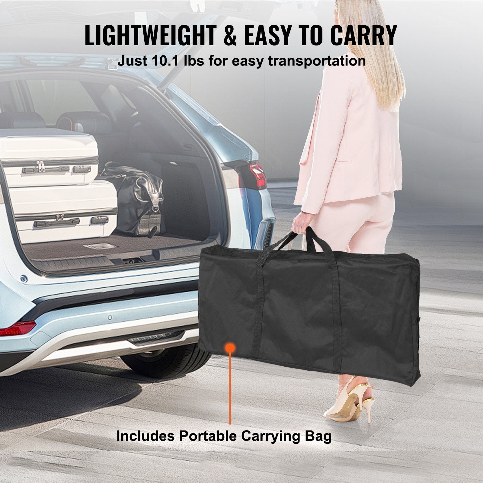 Folding Portable Bar Table, Tradeshow Podium Table for Indoor, Outdoor, Party, Picnic, Exhibition, Includes Carrying Case, Storage Shelf and Black Skirt, 38.39