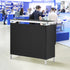 Folding Portable Bar Table, Tradeshow Podium Table for Indoor, Outdoor, Party, Picnic, Exhibition, Includes Carrying Case, Storage Shelf and Black Skirt, 38.39" x 15.16" x 34.25“