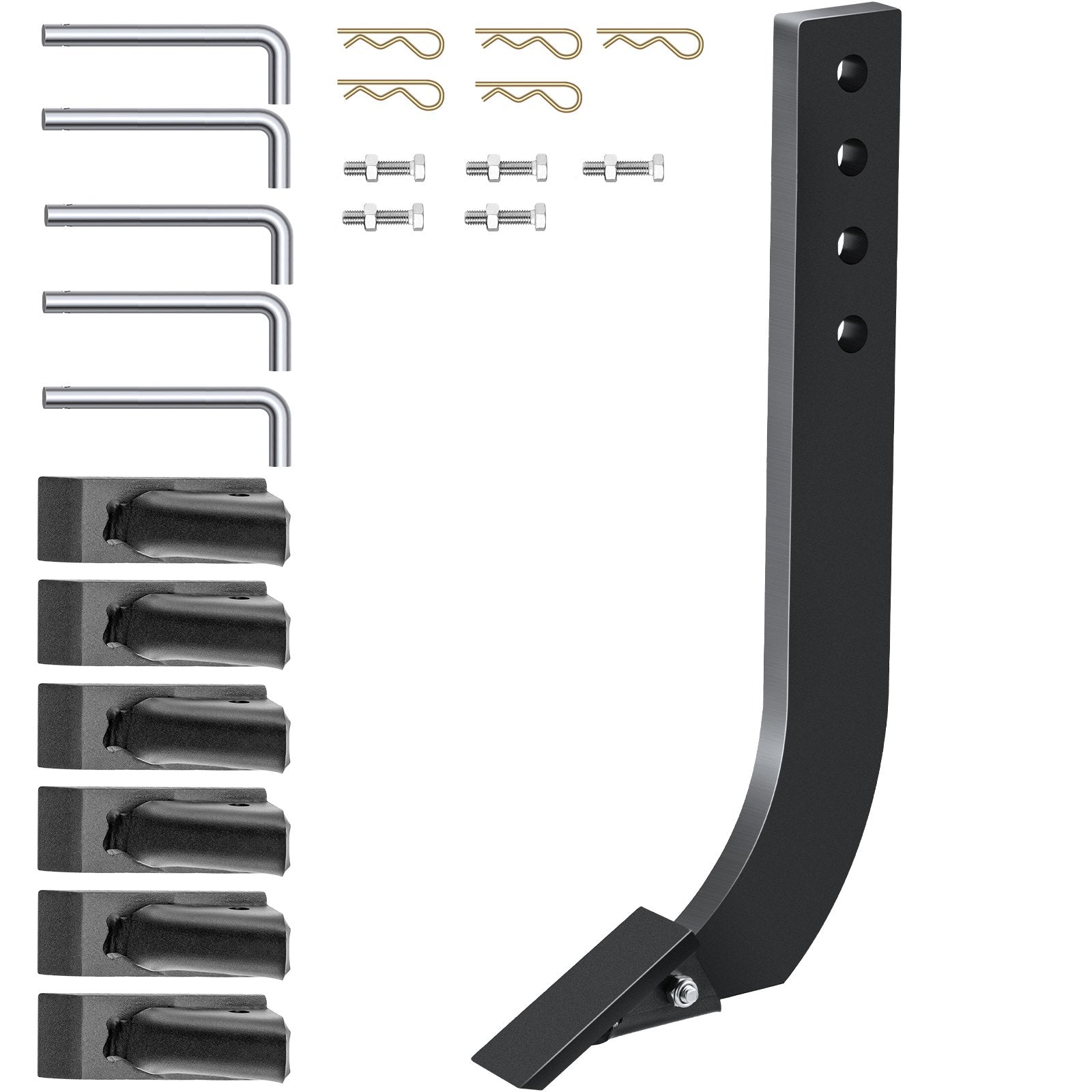 Box Blade Shank, 46.4cm Scarifier Shank, 4 Holes Box Scraper Shank, Ripper Shank with Removable Tapered Teeth and Pins, Adjustable Shanks Assembly for Replacement, Digging, Plowing, 5PCS