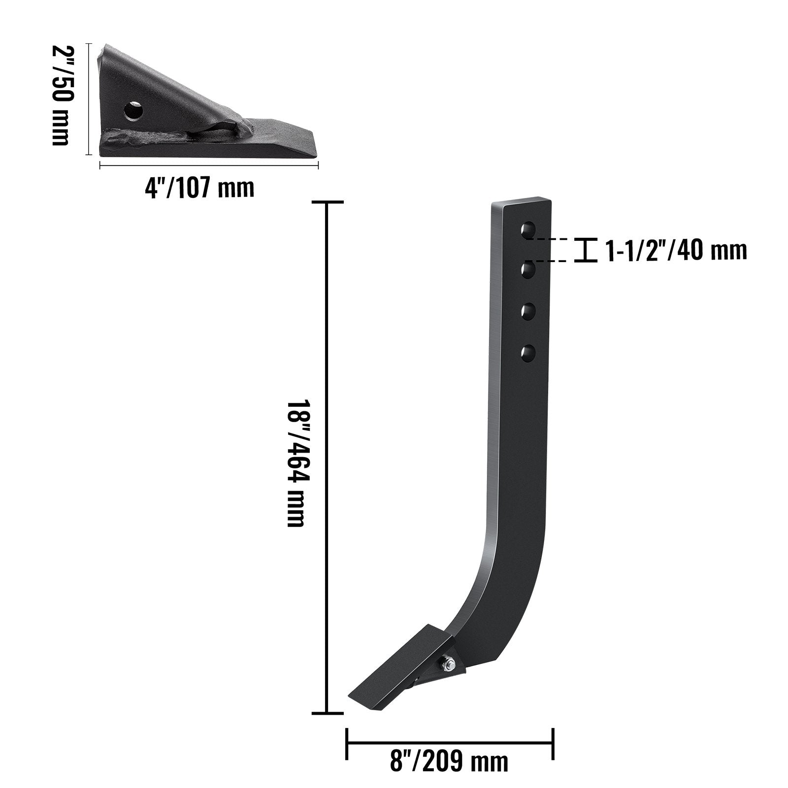 Box Blade Shank, 46.4cm Scarifier Shank, 4 Holes Box Scraper Shank, Ripper Shank with Removable Tapered Teeth and Pins, Adjustable Shanks Assembly for Replacement, Digging, Plowing, 5PCS