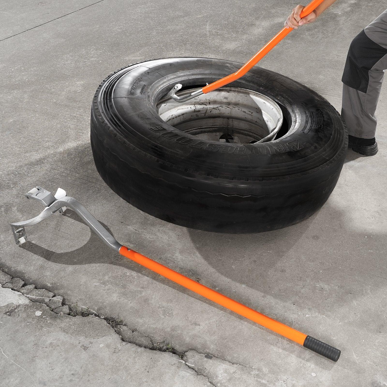 Tire Mount Demount Tool, 571-622 mm Manual Steel Tire Changer Mount Demount Removal Tool, with Extra Bead Holder, Tubeless Truck Bead Breaker, 3 PCS Tire Changing Tools, Orange