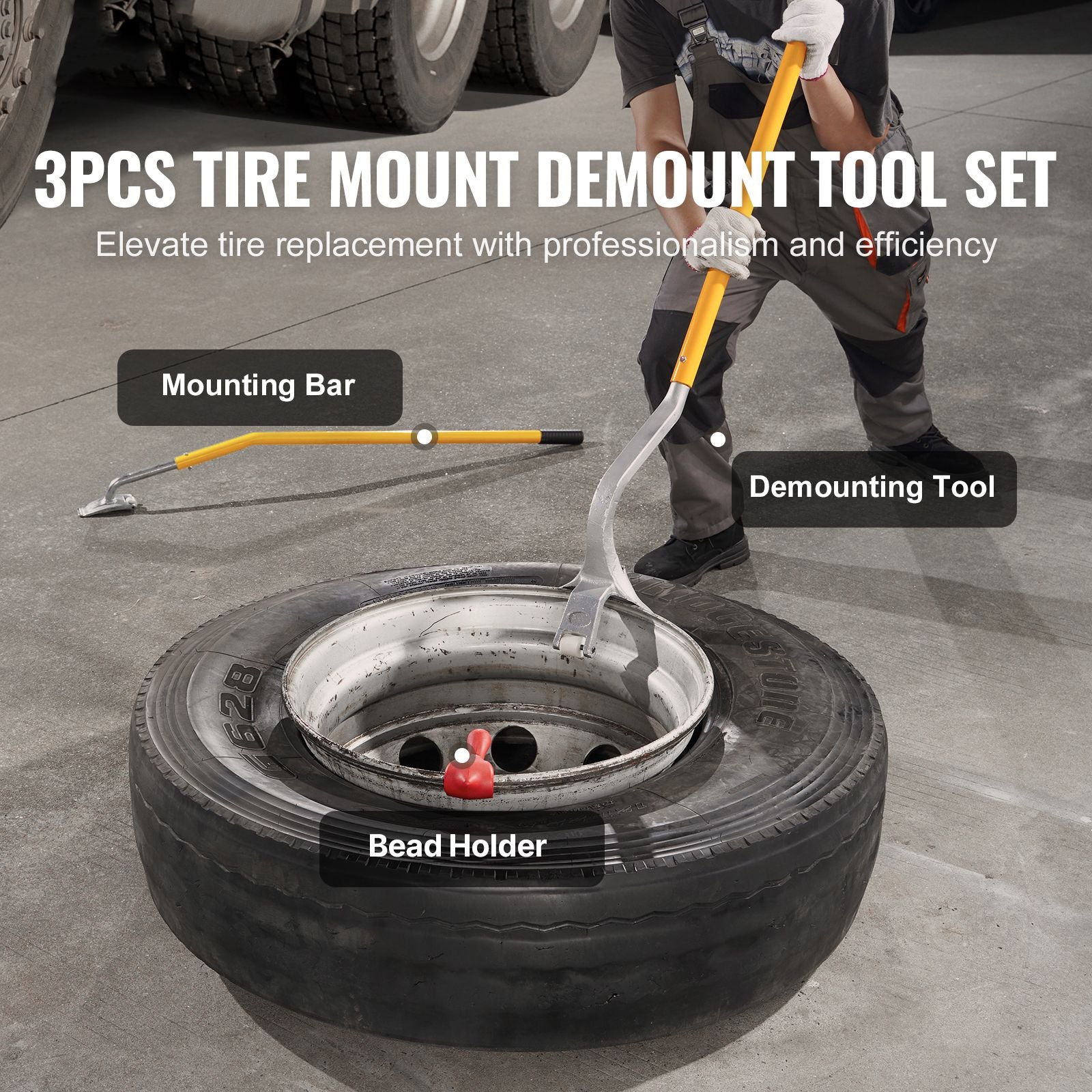 Manual Tire Mount Demount Tool Kit 22.5-24.5
