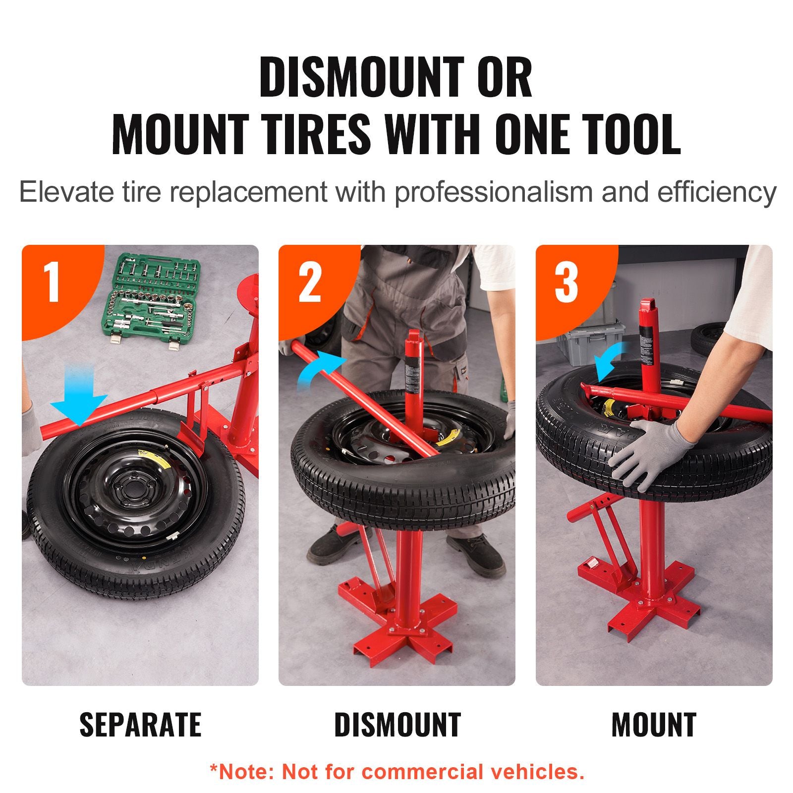 Manual Tire Changer, Portable Hand Bead Breaker Mounting Tool for 203 - 406 mm Tires, Compatible with Car Truck Trailer, Tire Mounting Machine for Home Garage Small Auto Shop
