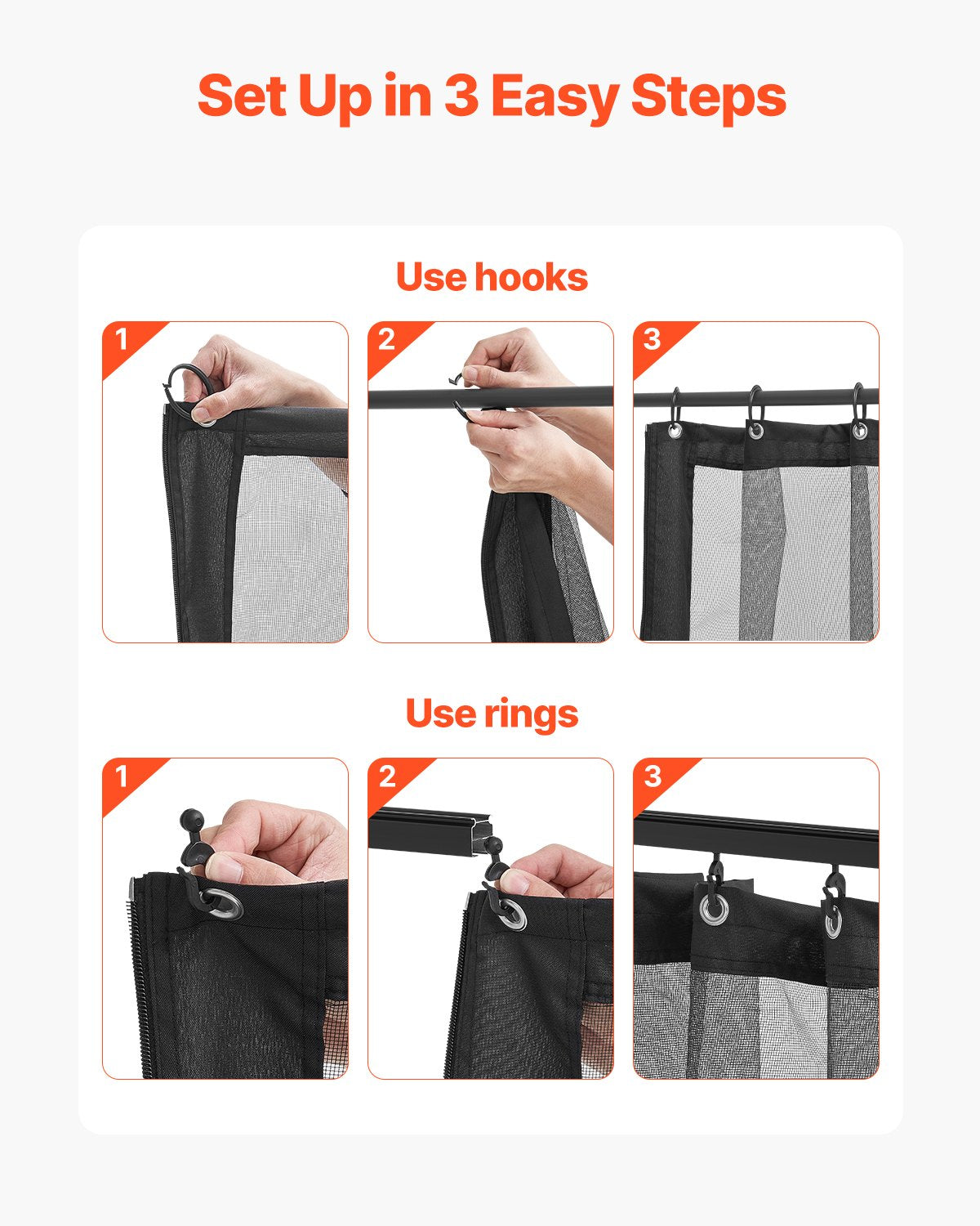 Gazebo Netting Replacement, Fit Most 12 x 12 x 7.5 FT Gazebo Curtain, Outdoor Garden Net, 4-Panel Sidewall Mesh Net, Patio Midge Netting with Double Zipper, Canopy Screen (Netting Only)