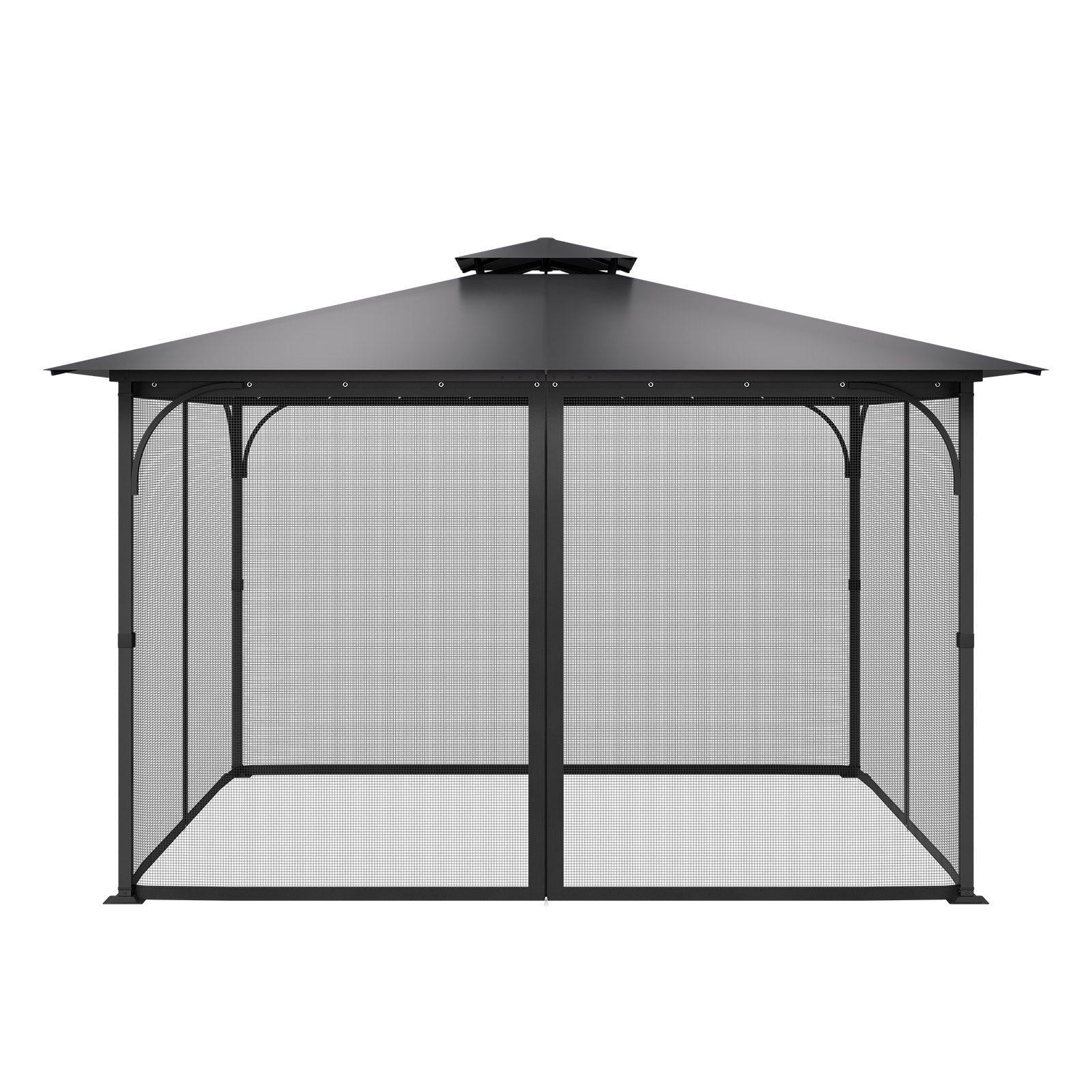 Gazebo Netting Replacement, Fit Most 12 x 12 x 7.5 FT Gazebo Curtain, Outdoor Garden Net, 4-Panel Sidewall Mesh Net, Patio Midge Netting with Double Zipper, Canopy Screen (Netting Only)