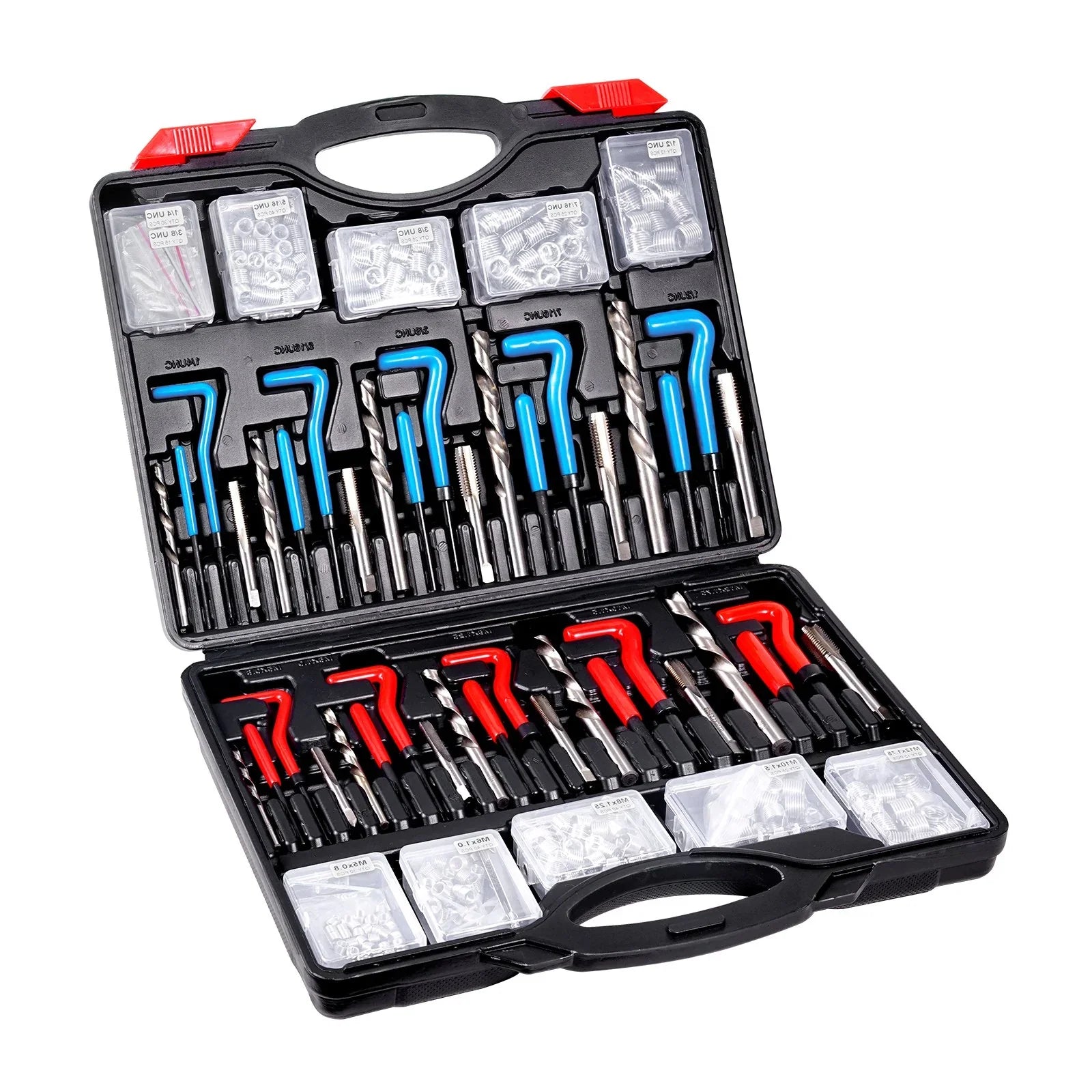 Helicoil Thread Repair Kit, 338-Piece SAE and Metric Rethreading Tool Kit, M5, M6, M8, M10, M12, 1/4