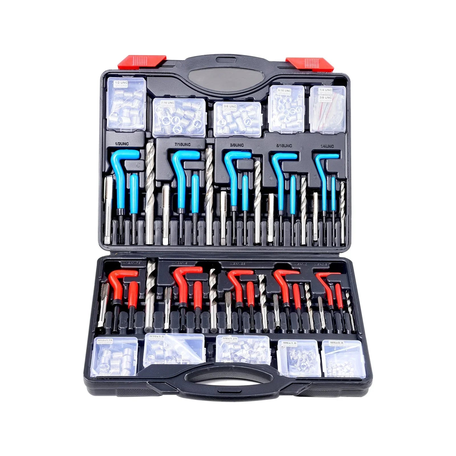 Helicoil Thread Repair Kit, 338-Piece SAE and Metric Rethreading Tool Kit, M5, M6, M8, M10, M12, 1/4