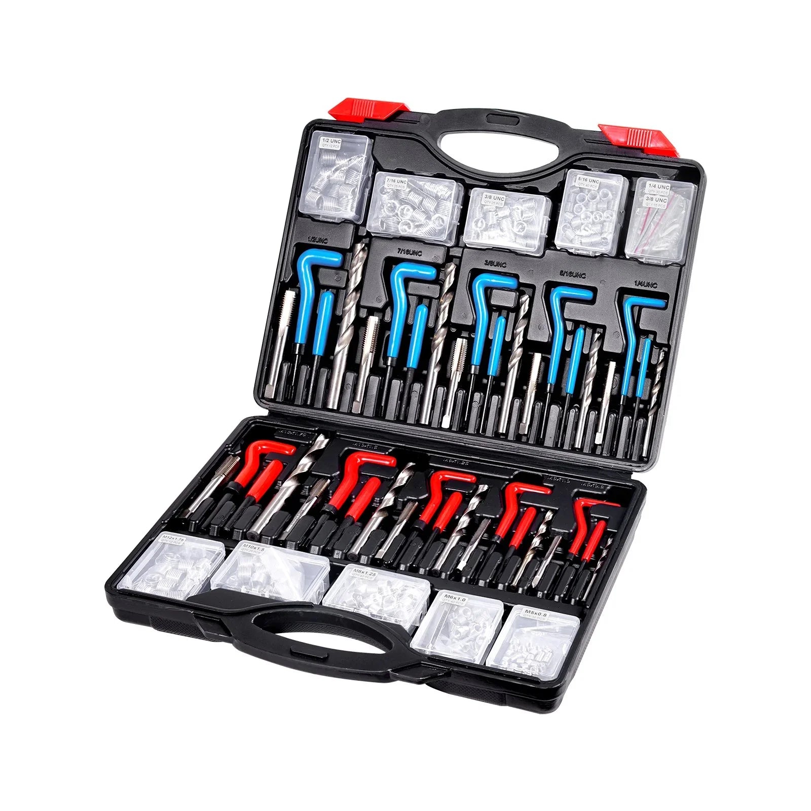 Helicoil Thread Repair Kit, 338-Piece SAE and Metric Rethreading Tool Kit, M5, M6, M8, M10, M12, 1/4