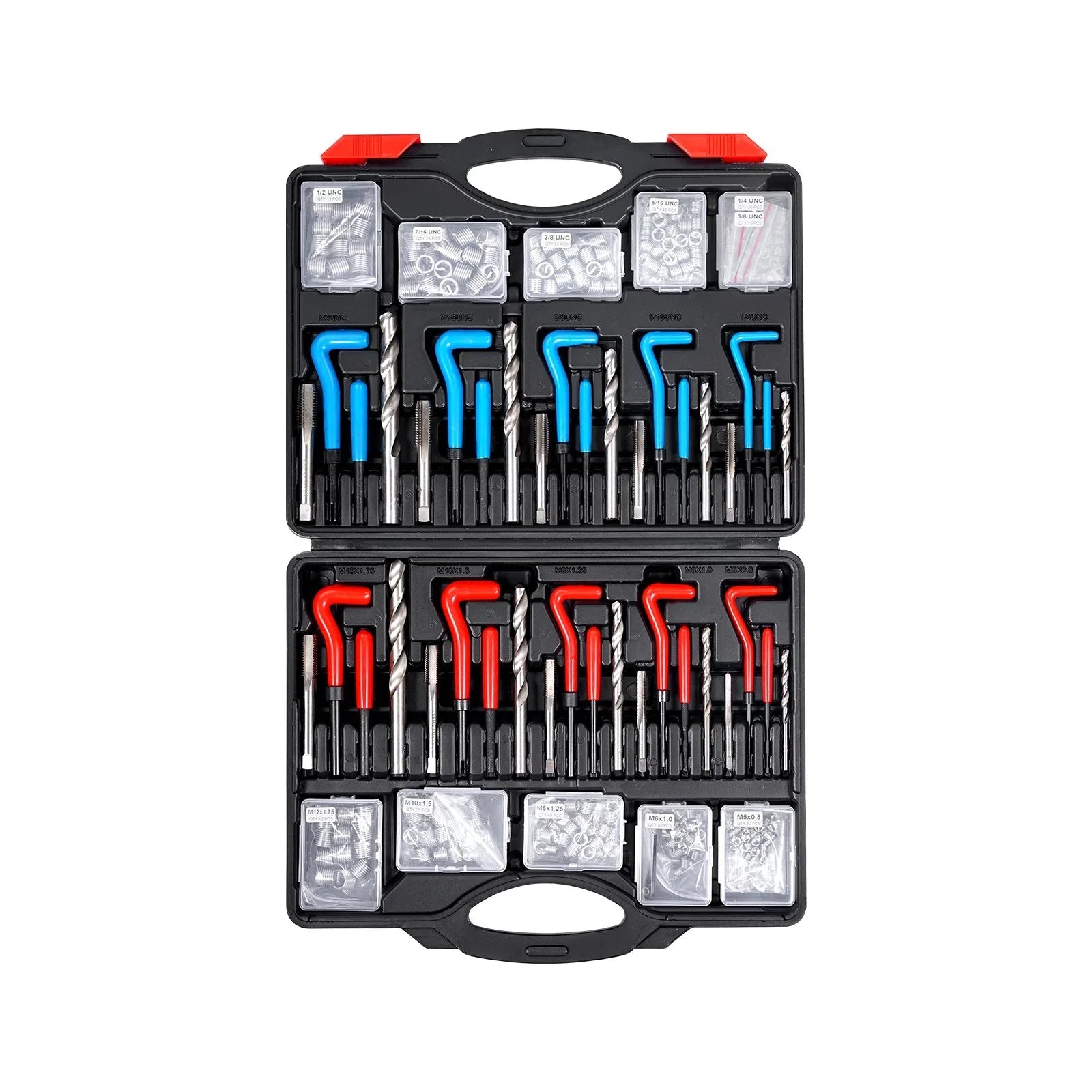 Helicoil Thread Repair Kit, 338-Piece SAE and Metric Rethreading Tool Kit, M5, M6, M8, M10, M12, 1/4