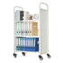 Rolling Library Book Cart, 150 kg Capacity, 77 x 38 x 122 cm Library Cart, Single Sided L-Shaped Shelves with 76.2 mm Lockable Wheels, Book Truck for Home Shelves Office and School, White