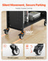 Rolling Library Book Cart, 150 kg Capacity, 77 x 38 x 122 cm Library Cart, Single Sided L-Shaped Shelves with 76.2 mm Lockable Wheels, Book Truck for Home Shelves Office and School, Black
