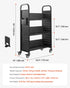 Rolling Library Book Cart, 150 kg Capacity, 77 x 38 x 122 cm Library Cart, Single Sided L-Shaped Shelves with 76.2 mm Lockable Wheels, Book Truck for Home Shelves Office and School, Black