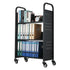 Rolling Library Book Cart, 150 kg Capacity, 77 x 38 x 122 cm Library Cart, Single Sided L-Shaped Shelves with 76.2 mm Lockable Wheels, Book Truck for Home Shelves Office and School, Black