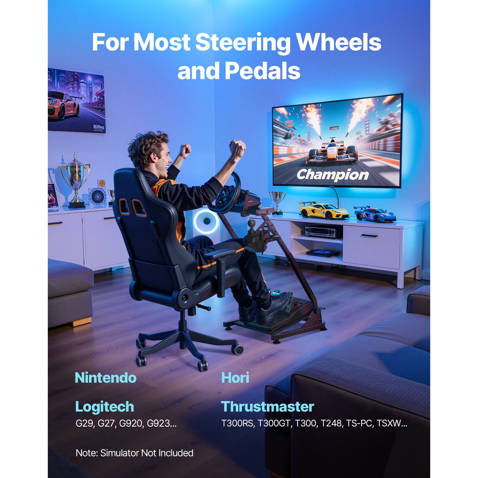 Foldable Racing Wheel Stand for Logitech G29 G923 Thrustmaster
