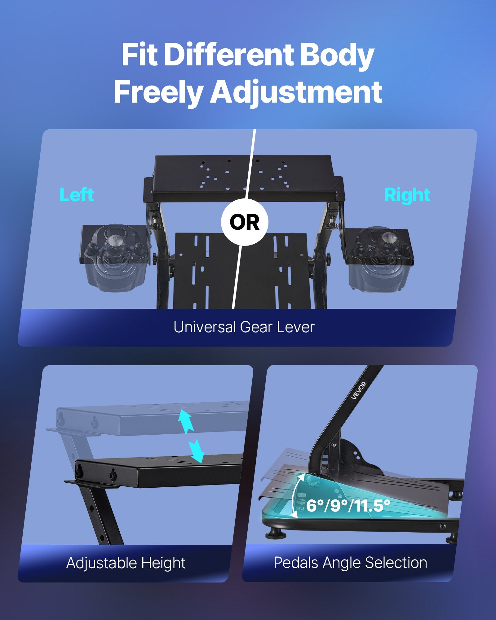 Racing Wheel Stand, Adjustable & Foldable Simulator Stand for Logitech G29 G27 G920 G923, Thrustmaster T300RS T300GT T248 TS-PC TSXW Gaming Cockpit,Pedals Simulator NOT Included