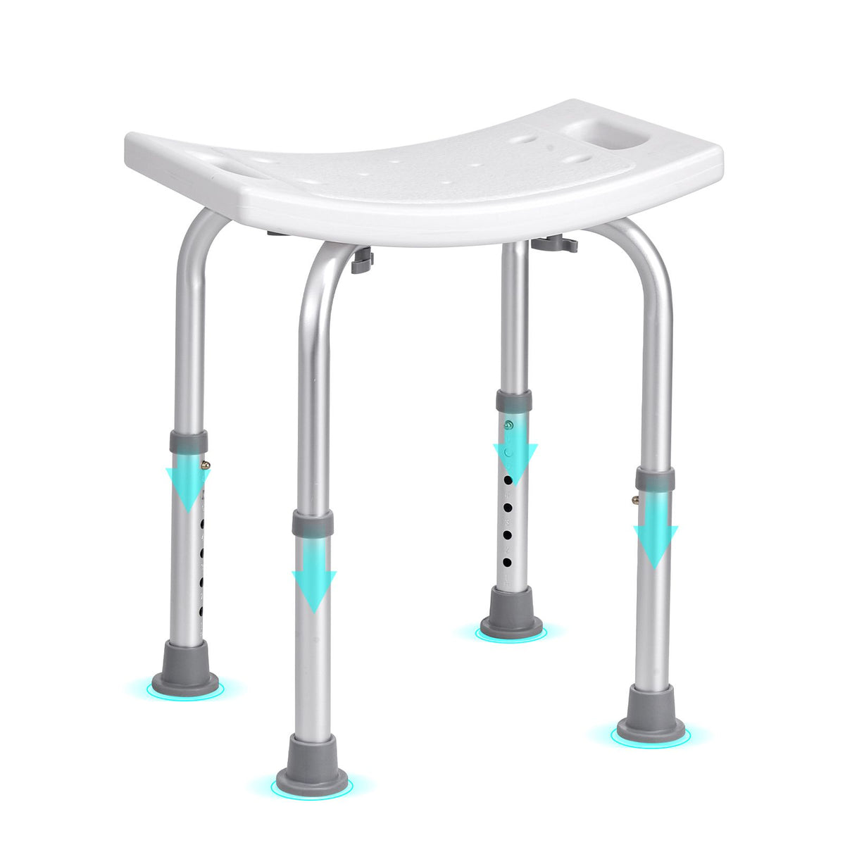Adjustable Shower Chair Non-Slip Bath Stool with Handles 158.8kg Capacity