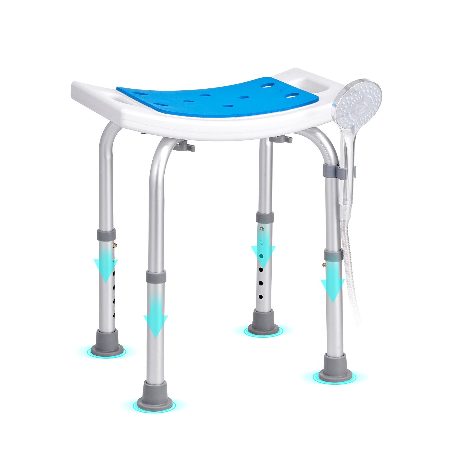 Shower Chair, Adjustable Height Shower Stool, Shower Seat for Inside Shower or Tub, Non-Slip Bench Bathtub Stool Seat for Elderly Disabled Handicap, 158.8 kg Capacity