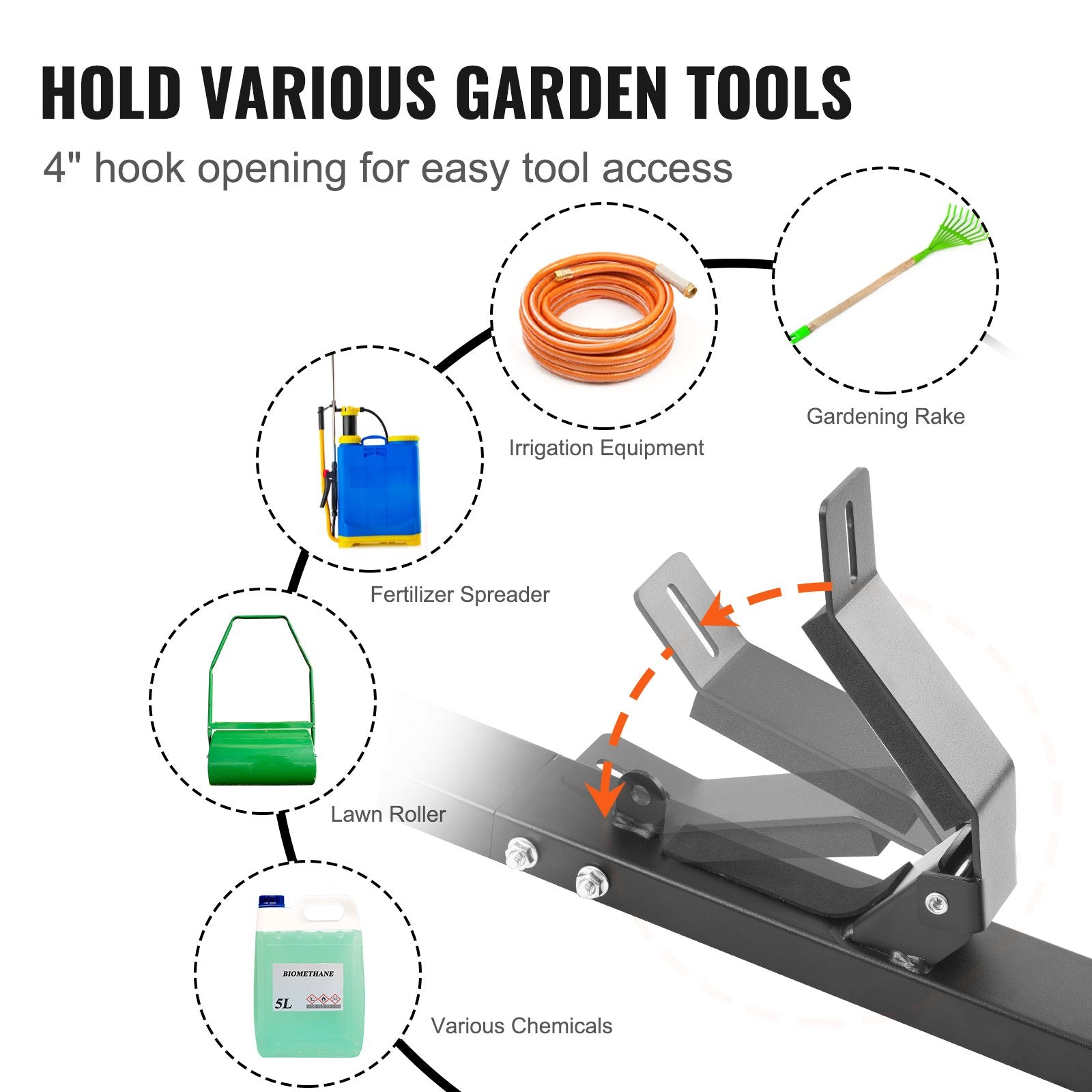 3-Place Weeder Trimmer Rack Holder for Open Landscape Trailer Lockable
