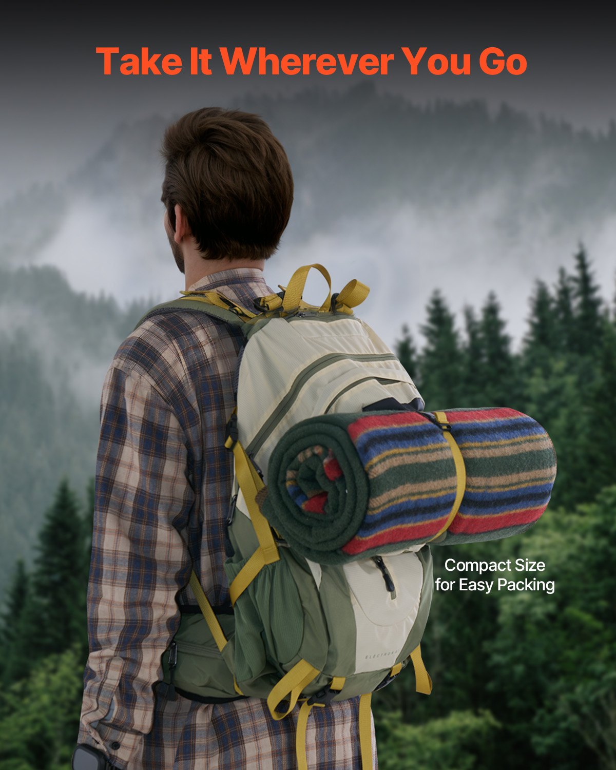 Wool Camping Blanket 1.62 m x 2.23 m for Camping Hiking Travel Texture