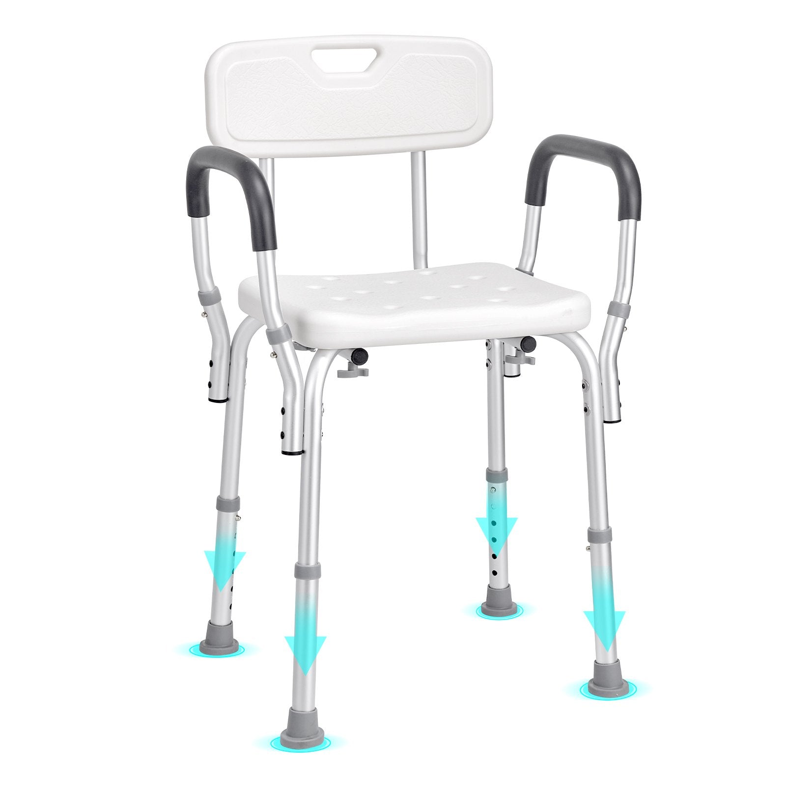 Shower Chair, Shower Seat with Back, Adjustable Height Shower Stool, Shower Chair for Inside Shower Bathtub, Non-slip Bathroom Bench Bath Chair for Elderly Disabled Handicap, 158.8 kg Capacity