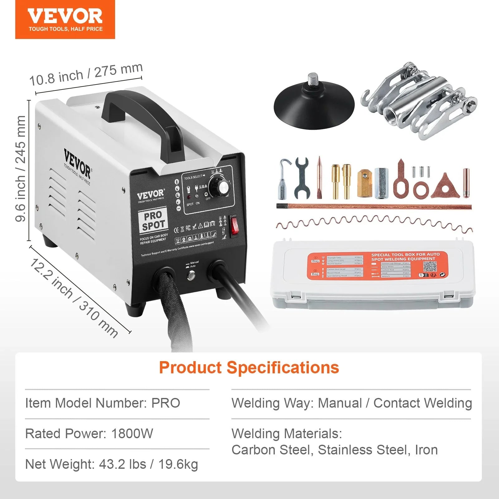 Stud Welder Dent Repair Kit, 1.8KW Spot Welder Dent Puller with Auto/Manual Welding & 7 Versatile Modes, Auto Body Spot Welding Dent Puller Machine for Car, Truck Dent Repair
