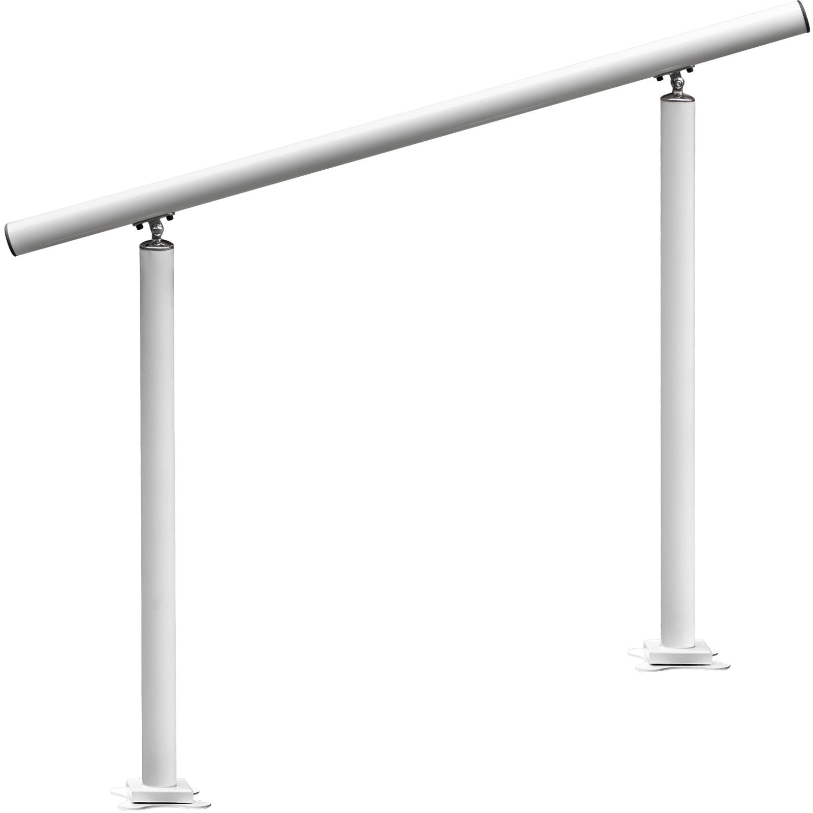 3ft White Outdoor Stair Handrail Aluminum Railing Adjustable 1-3 Steps