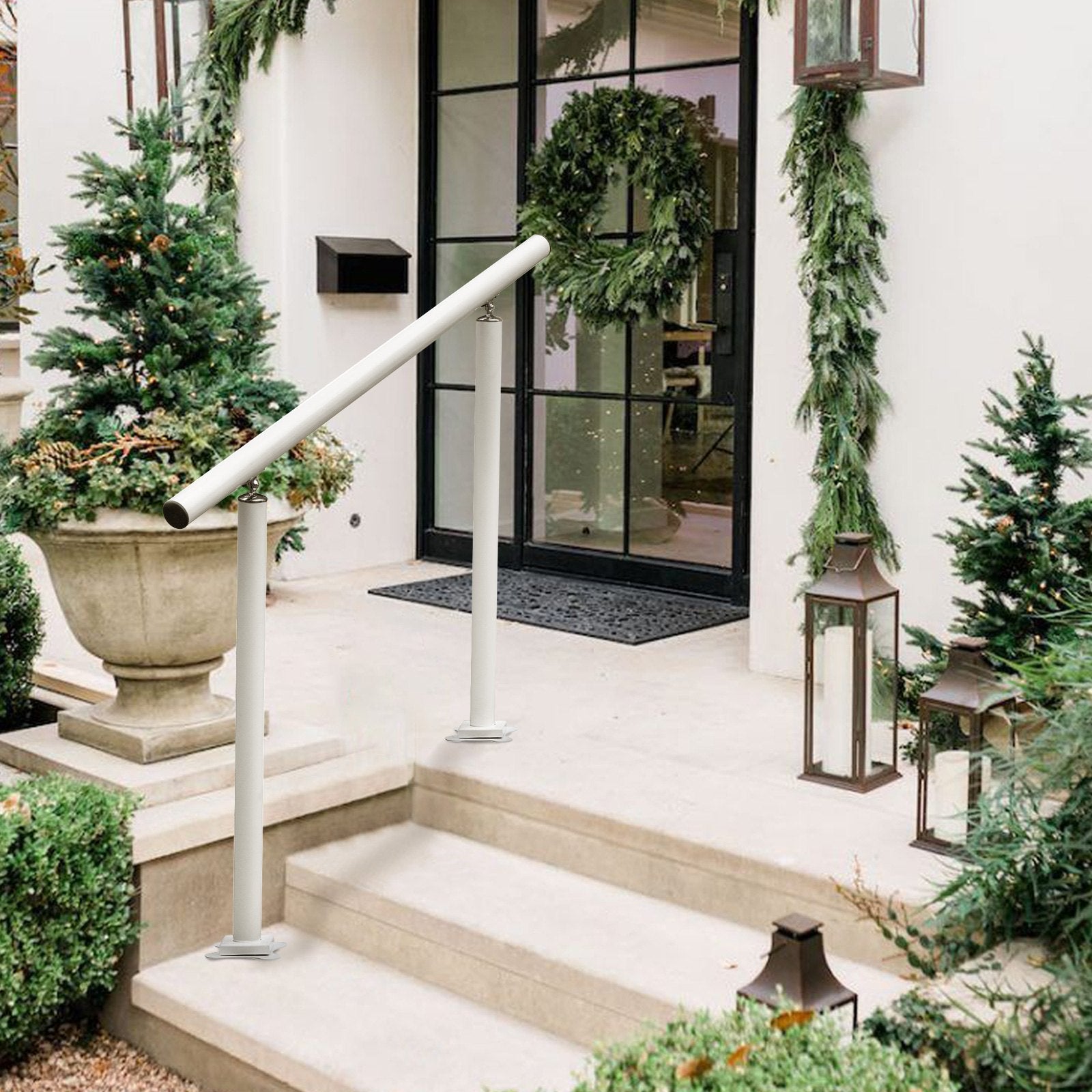 Handrail Outdoor Stairs, 3ft, 34 Inch Outdoor Handrail, Outdoor Stair Railing Adjustable from 0 to 60 Degrees Handrail for Stairs Outdoor White Aluminum Stair Railing for Garden, Office Area