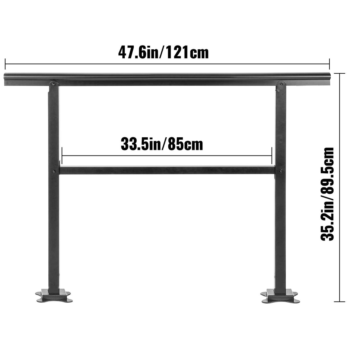 Black Aluminum Outdoor Stair Handrail 3-4 Steps Adjustable Safety Railing