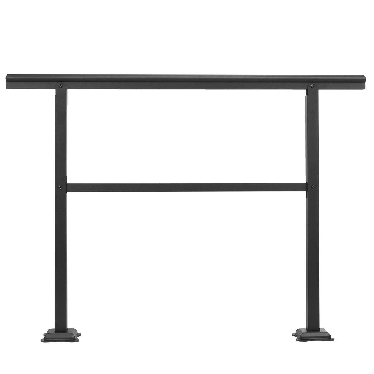 Black Aluminum Outdoor Stair Handrail 3-4 Steps Adjustable Safety Railing