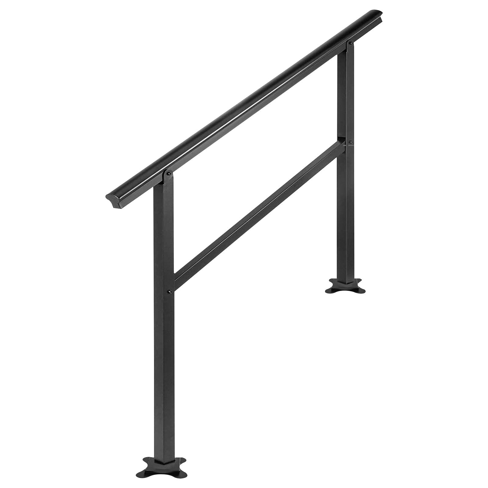 Handrail Outdoor Stairs 47.6 X 35.2 Inch Outdoor Handrail Outdoor Stair Railing Adjustable from 0 to 30 Degrees Handrail for Stairs Outdoor Aluminum Black Stair Railing Fit 3-4 Steps