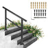 Handrail Outdoor Stairs 47.6 X 35.2 Inch Outdoor Handrail Outdoor Stair Railing Adjustable from 0 to 30 Degrees Handrail for Stairs Outdoor Aluminum Black Stair Railing Fit 3-4 Steps